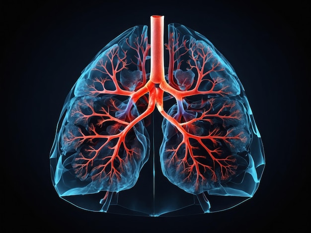 Radiographic depiction of lung anatomy Abstract illustration