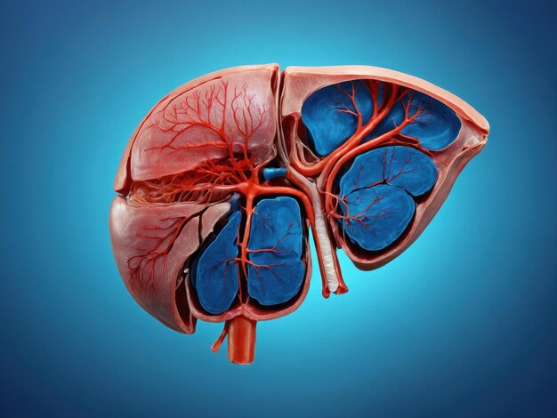 Radiographic image of the anatomy of the liver Abstract illustration