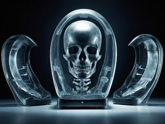 Рентгенологическое изображение анатомии черепа Абстрактная иллюстрация