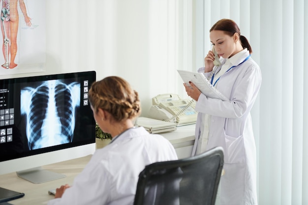 Radiologist Checking Lungs Xray