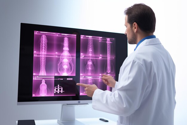 Radiologist interpreting medical images with precision