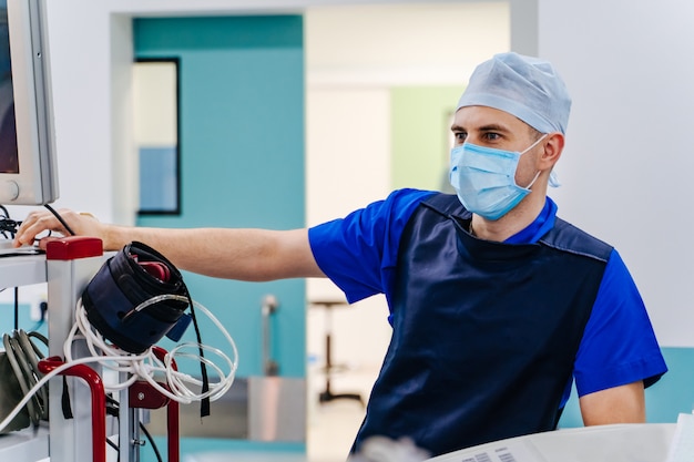 Radiologist in operating room