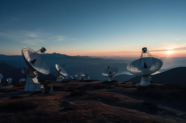 Foto radiotelescoopopstelling op een afgelegen bergtop generatieve ai