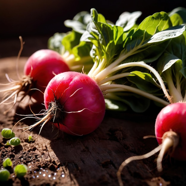 Photo radish fresh raw organic vegetable