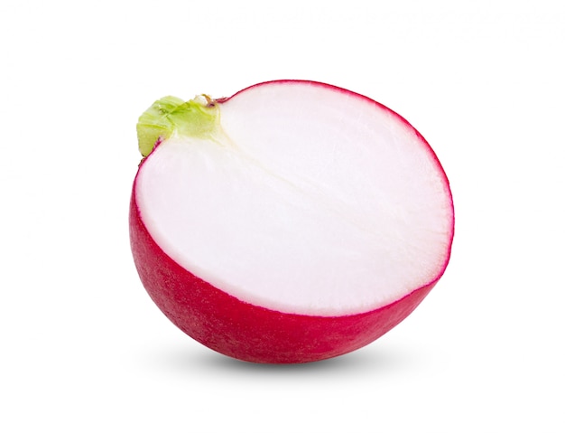 Radish slices on white table. 