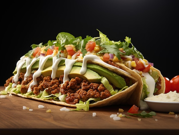 raditional mexican tacos on wooden background National Taco Day