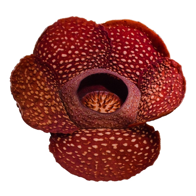 단색 흰색 배경의 Rafflesia Arnoldii 꽃