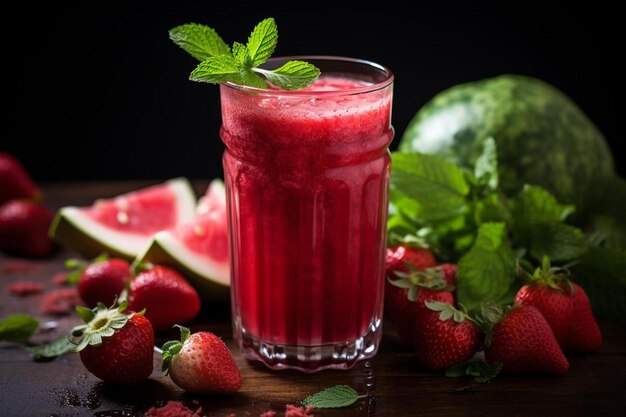 rafibd2024 Watermelon Lemonade met verse aardbeien Garnish watermelon foto fotografie