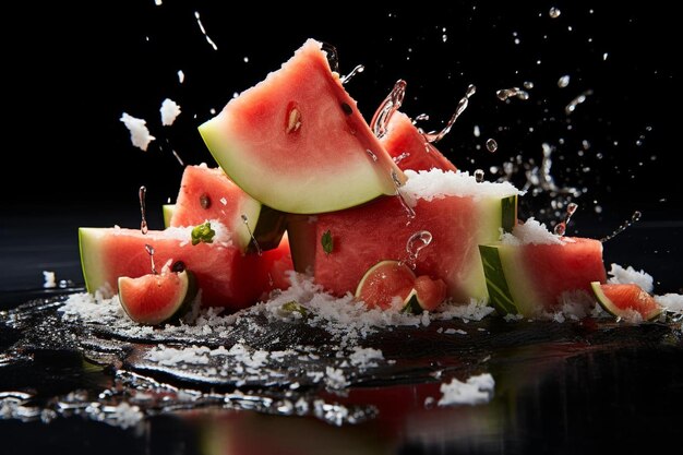 Photo rafibd2024 watermelon slice with coconut shavings watermelon picture photography