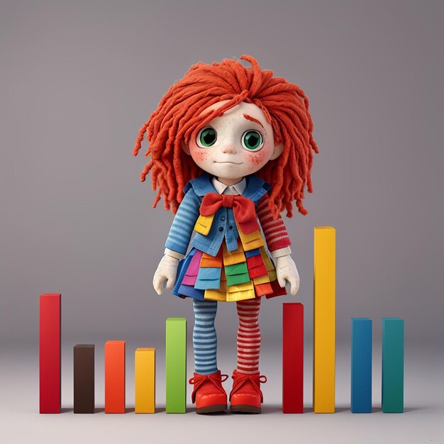 Premium AI Image  Rag doll up a bar graph colors