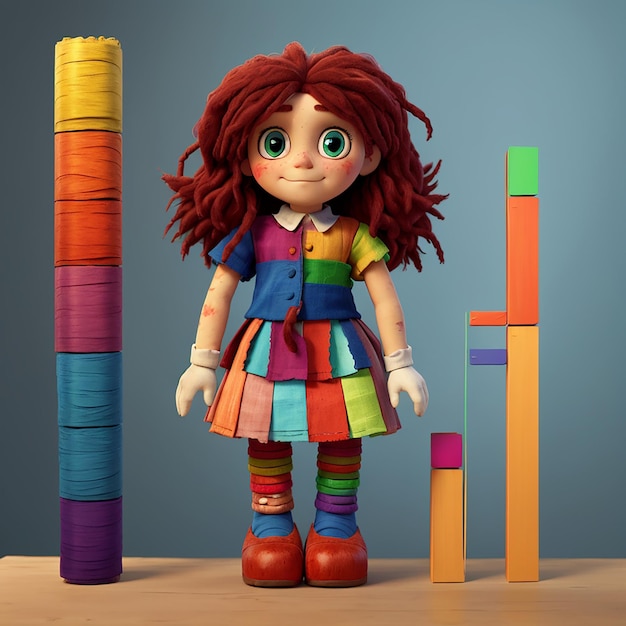 Premium AI Image  Rag doll up a bar graph colors