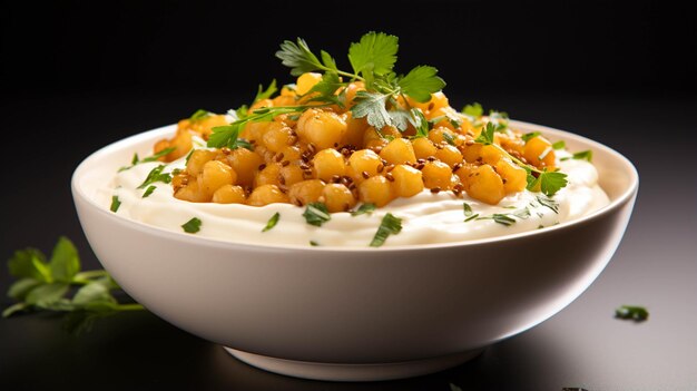 Photo ragda pattice in a bowl on white