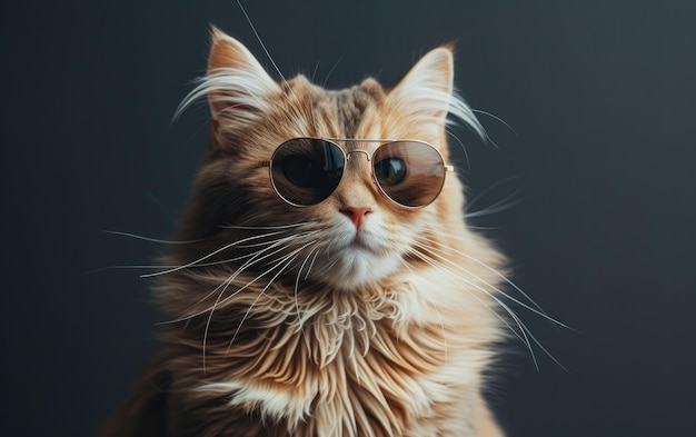 Ragdoll cat with sunglasses on a professional background