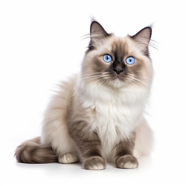 Ragdoll with white background high quality ultra hd