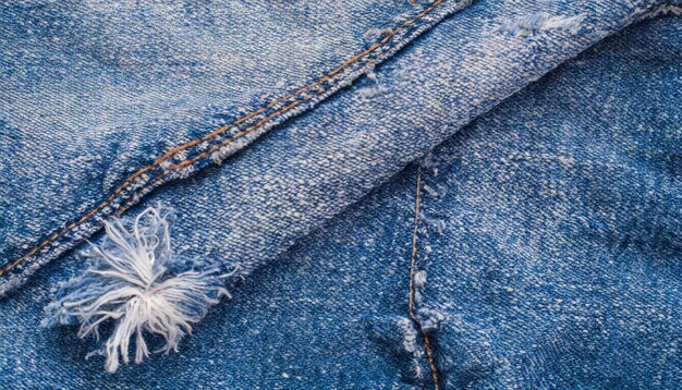 ragged blue denim texture classic jeans background close up copy space