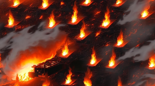 A raging inferno of flames erupting from a massive explosion