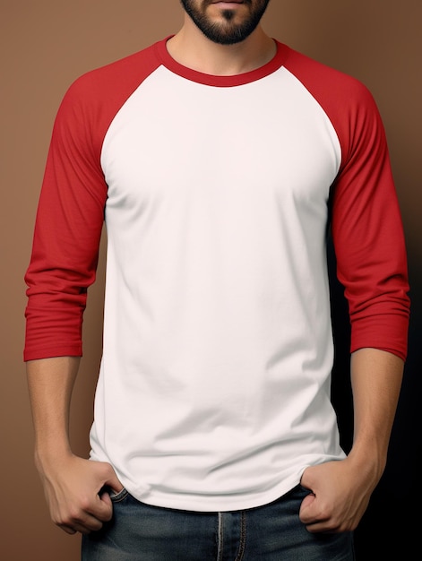 raglanshirt effen wit en rood