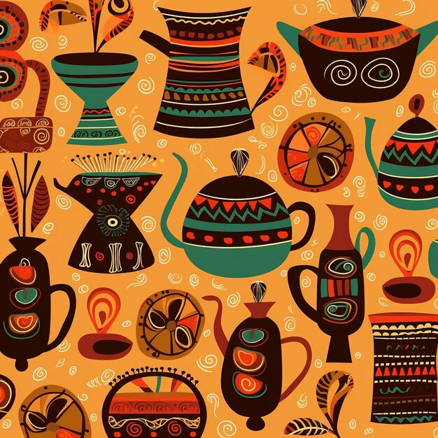 Ragnarok african ethnic tribal clash ornament seamless pattern