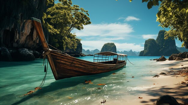 Railay Beach Krabi Thailand, a couple of men and woman on the