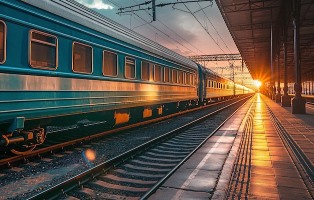 Railcar carrying passengers at the station