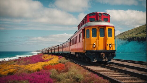 海辺 の 鉄道 の 線路 が 消え て いる