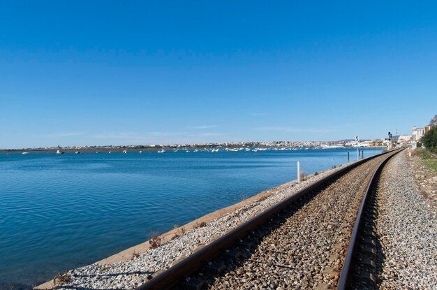 Railroad of Faro next to the sea