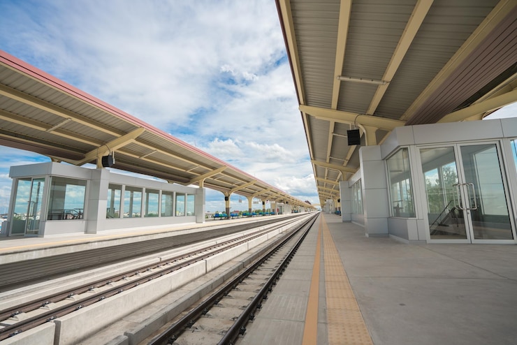 Photo railroad station platform against sky