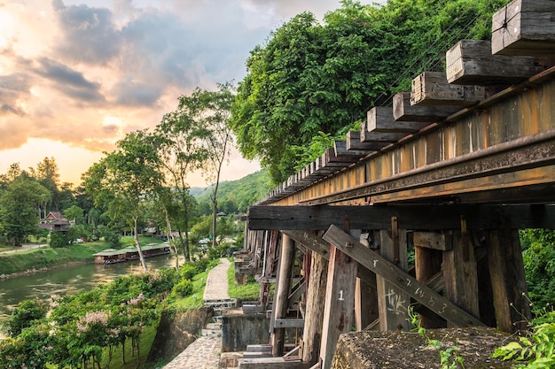 Railroad structure wood history world war II in river kwai