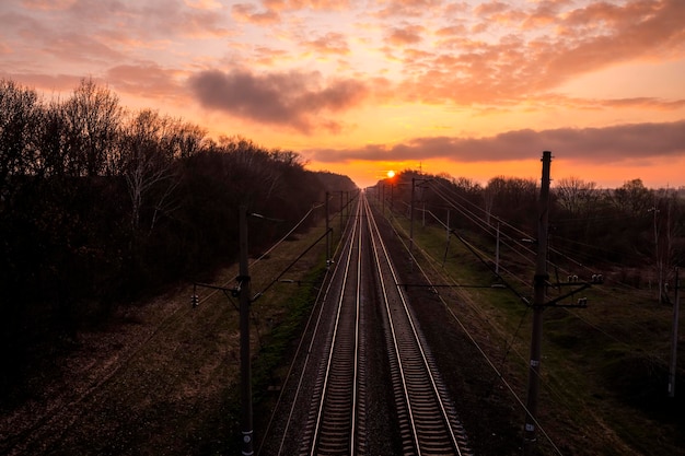 Railroad at sunset Rail Freight and Passenger Transportation