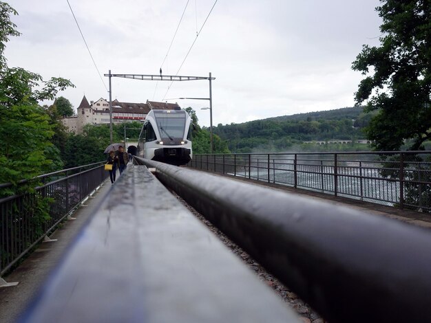 Railroad track passing through bridge