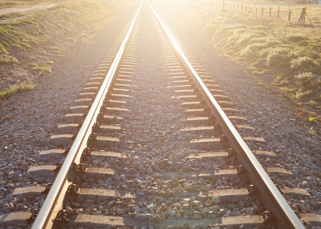 Railroad track sunlit