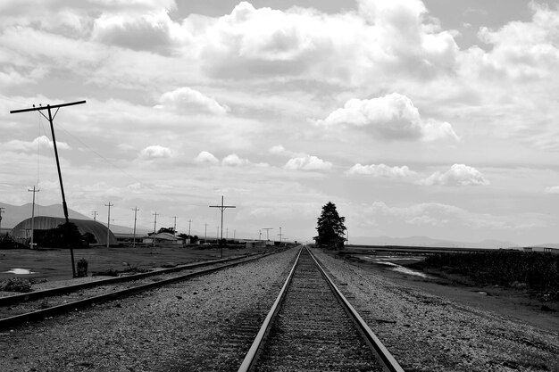 写真 空に逆らった鉄道線路