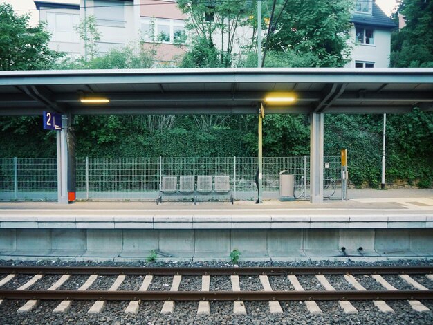 Railroad tracks by building