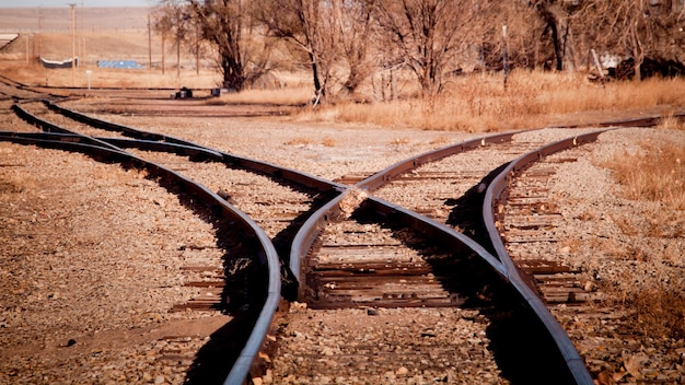 Railroad tracks at the Heritage Center in Limon, Colorado.