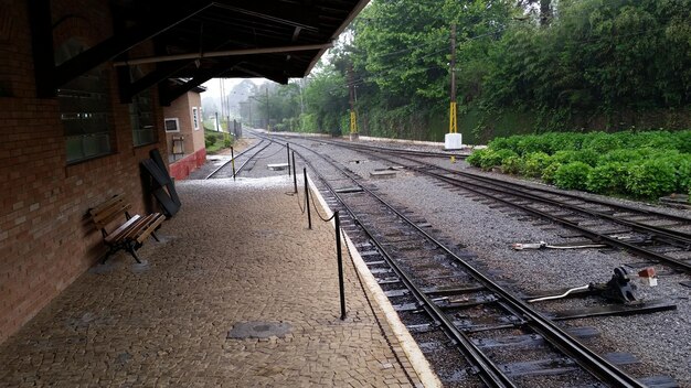 Railroad tracks on railroad track