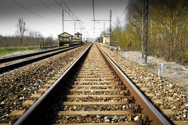 Railway in country landscape