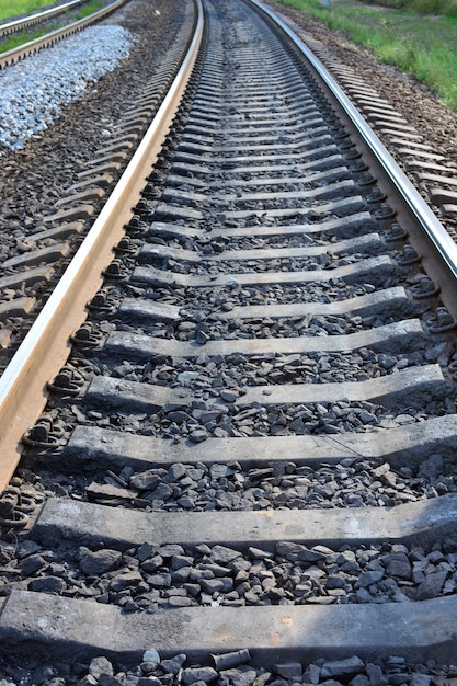 railway isolated going ahead, close-up