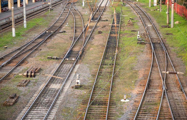 Railway junction in the evening