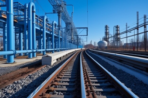 Railway passing through an industrial zone transportation and urban development concept