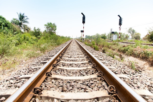 Railway in sunny day, Thailand.