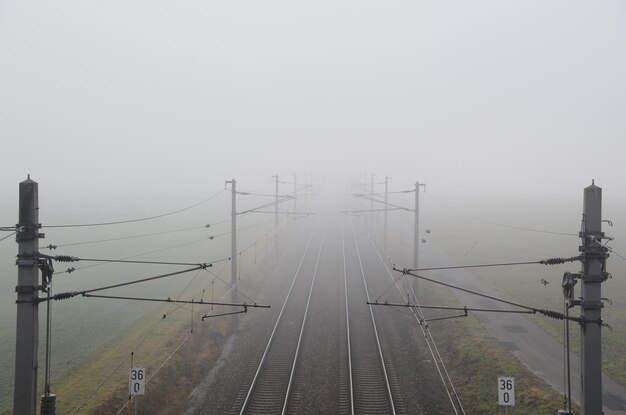 Railway system in fog