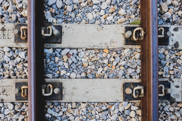 Railway track on steel bridge -shallow depth of field