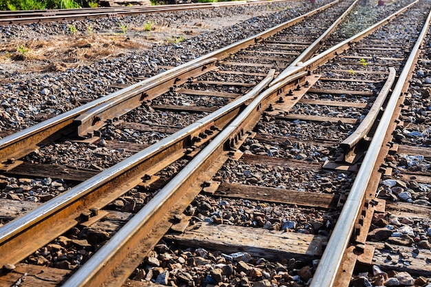 Railway tracks at intersections are used to switch train routes