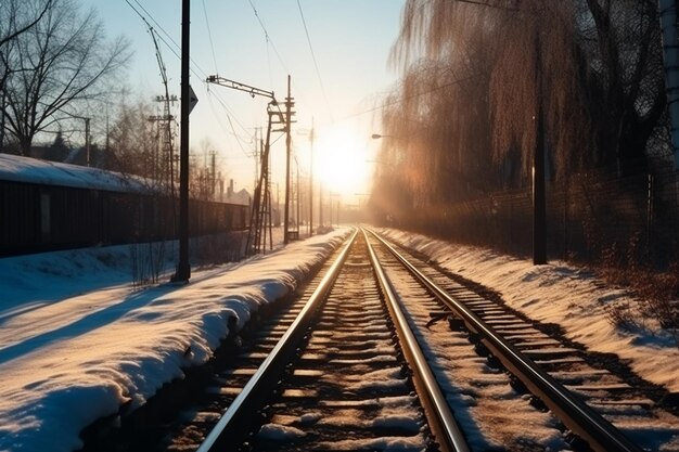 Railway tracks in the snow