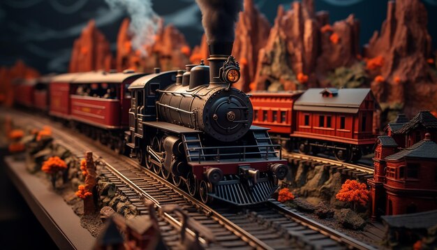 Железная дорога диорама фотосессия Реалистичная модель