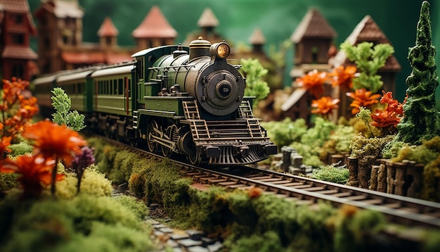 Photo railways diorama photoshoot realistic model