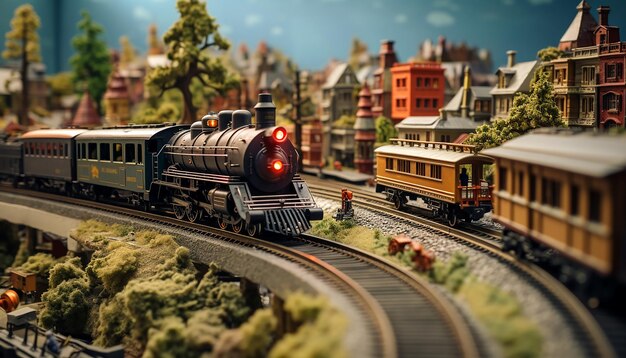 Photo railways diorama photoshoot realistic model