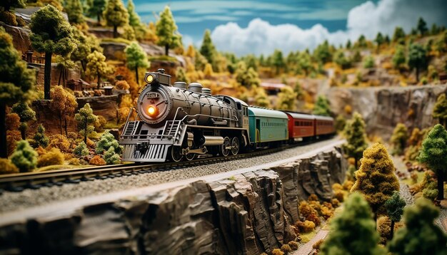 Photo railways diorama photoshoot realistic model