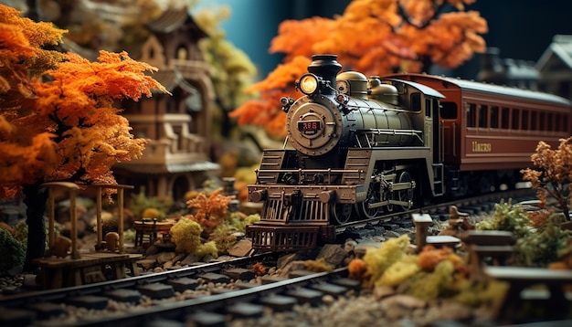 Photo railways diorama photoshoot realistic model