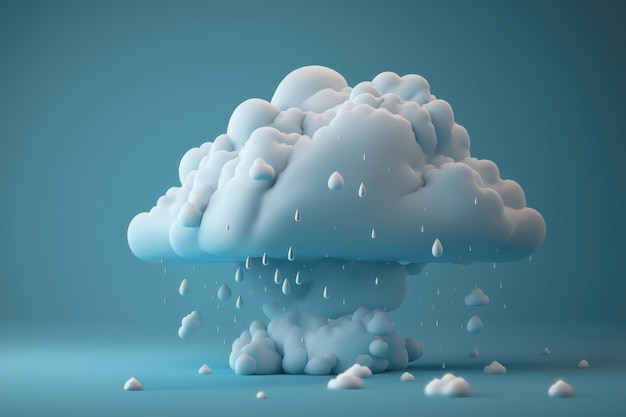 Rain cloud with thunder on pastel blue background Creative idea minimal AI Generation